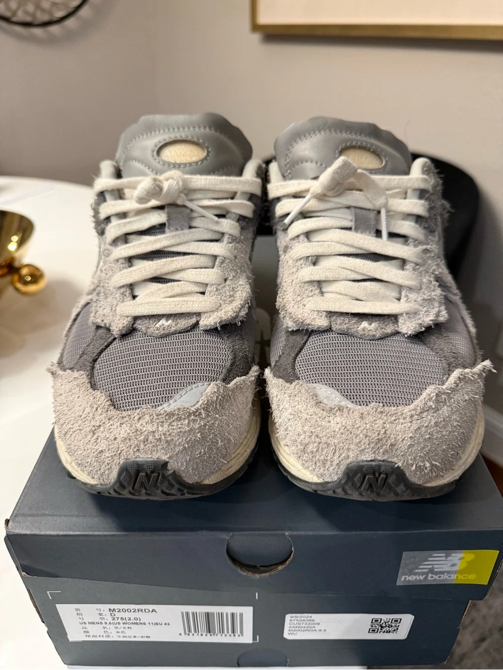 New Balance Grey Men's Distressed Retro Sneakers